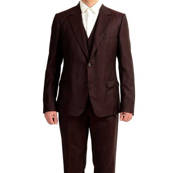 Dolce & Gabbana Men's Multi-Color Silk Wool Plaid Three Piece Suit US 36R IT 46R